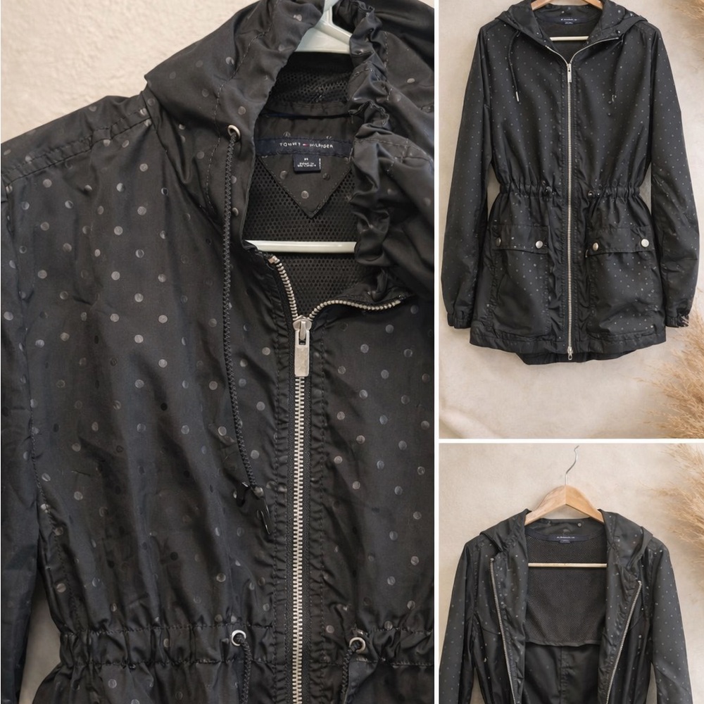 Tommy Hilfiger Black Hooded Raincoat